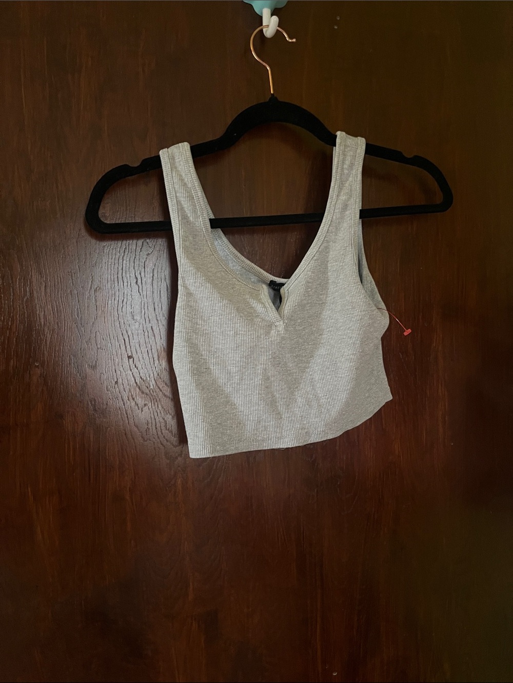 Streetwear Society Ribbed V-Neck Crop Tank - Light Gray